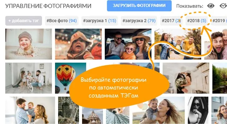Умная сортировка фотографий в Альбомикс - тег группы фотографий